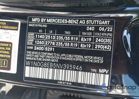 2022 Mercedes-Benz Glc 300 4Matic Suv from USA, damaged, VIN W1N0G8EB5NV395946